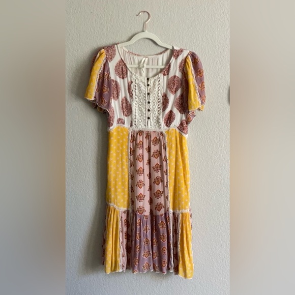 Anthropologie Yellow and Pink Ruffled Sundress - Picture 6 of 9